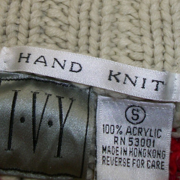 Vintage IVY Hand Knit Floral Chunky Sweater SZ S M - Picture 4 of 5